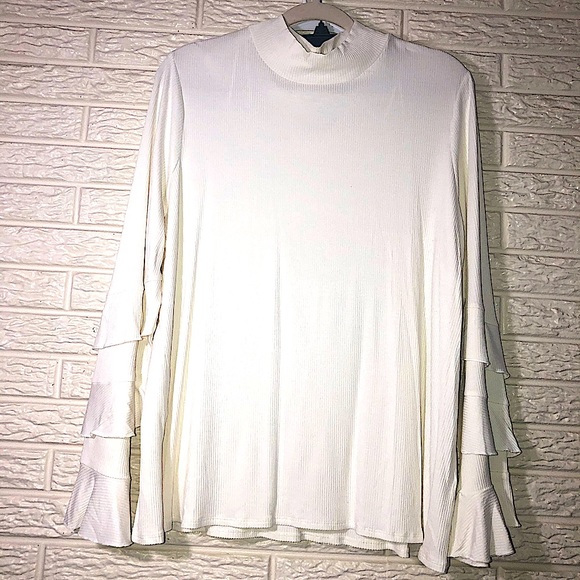 1. State Tops - NWT off white top with sleeves ruffled 3 times.